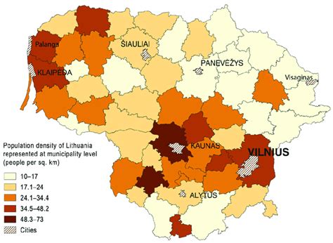 lv lituania|lithuania population map.